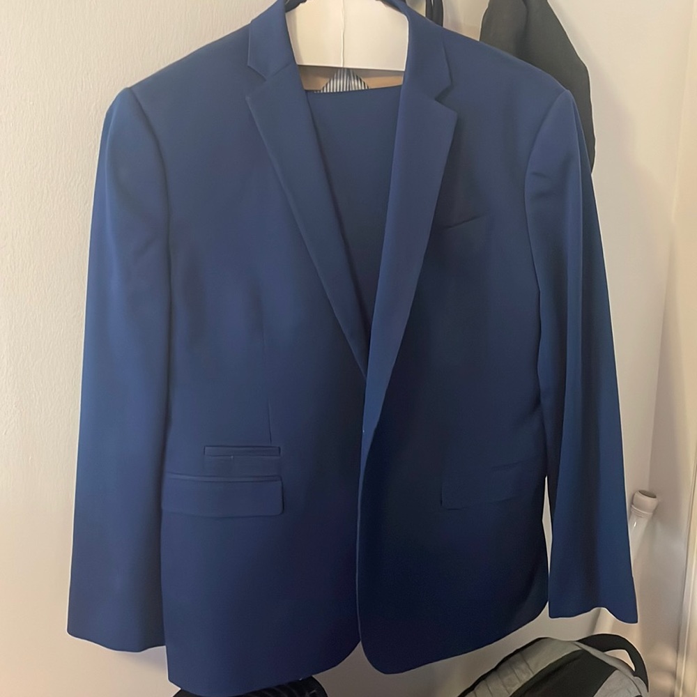 Express men’s slim photographer blue suit